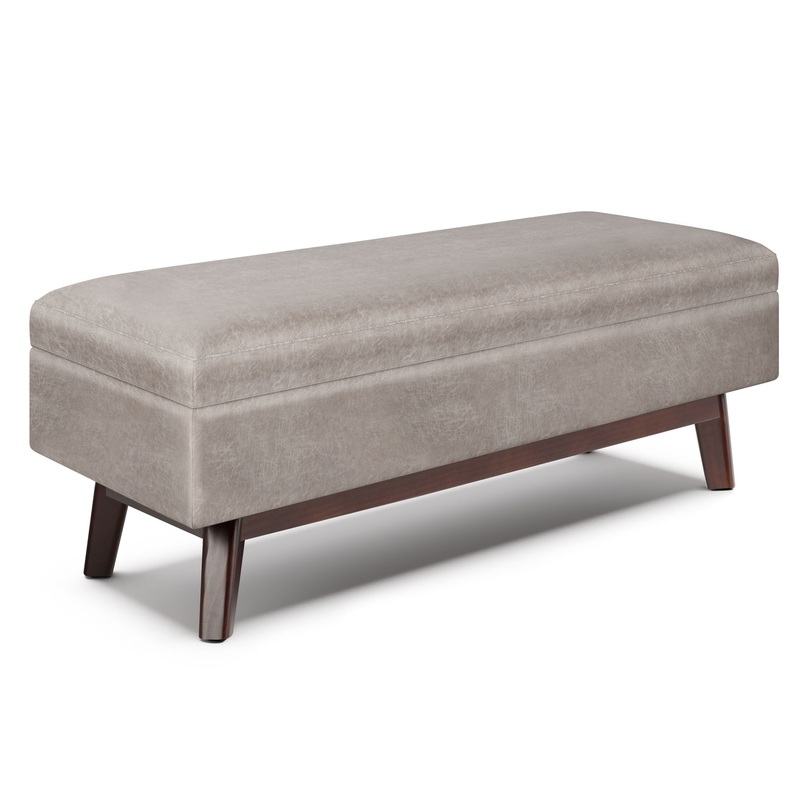 Owen – Rectangular Storage Ottoman – Distressed Gray Taupe