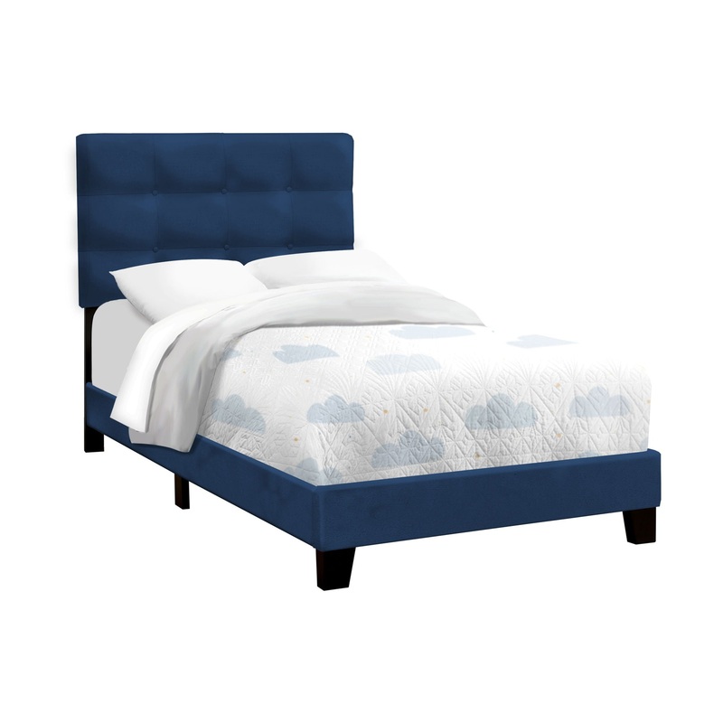 Twin Size Bed Upholstered Bedroom Frame Only – Navy Blue