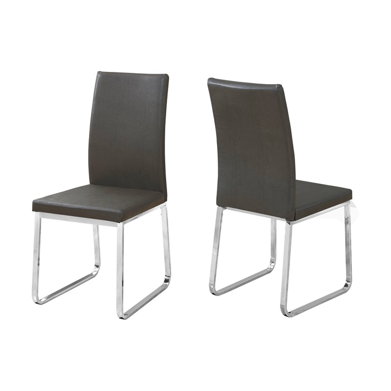 Upholstered Side Dining Chair Leather Look For Dining Room (Set of 2) – Gray
