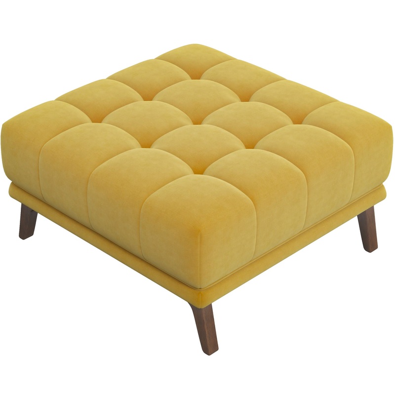 Addison – Square Upholstered Ottoman – Brown / Yellow