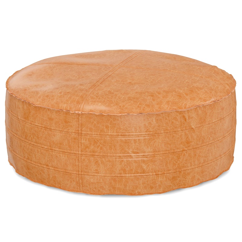 Brody – Round Coffee Table Pouf – Distressed Brown