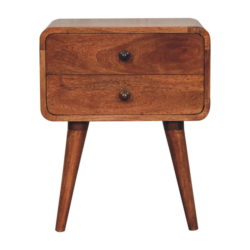 Curved Bedside Table – Caramel
