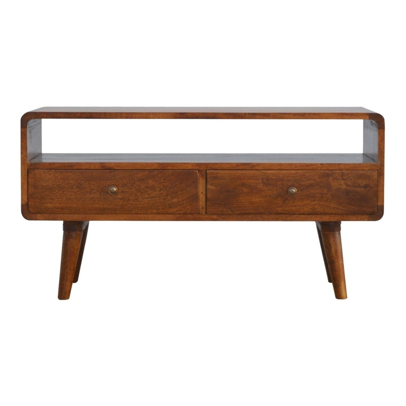 Curved Media Unit – Chestnut