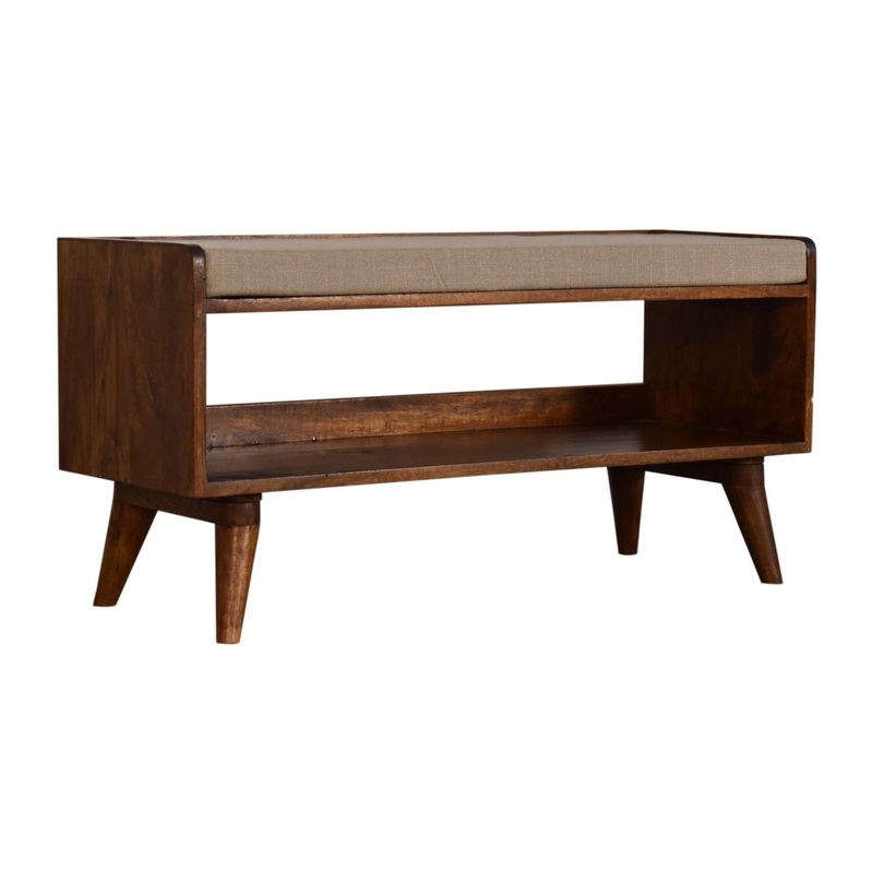 Nordic Storage Bench – Chestnut / Mud Linen