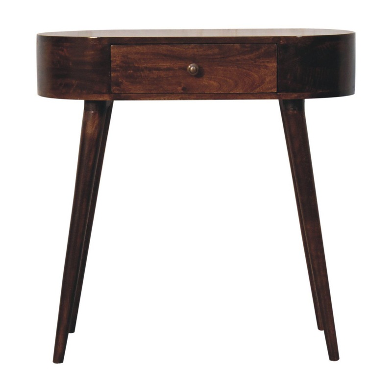 Rounded Small Console Table – Caramel