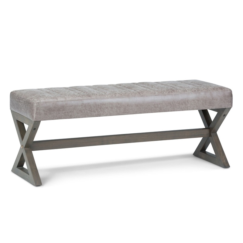 Salinger – Large Ottoman Bench – Distressed Gray Taupe