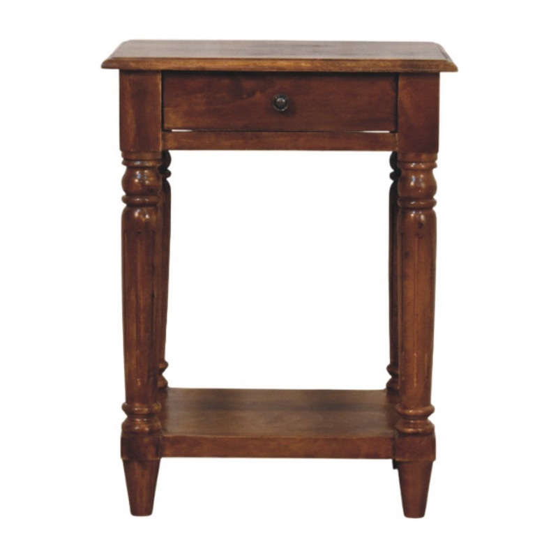 Turned Legs 1 Drawer Side Table – Brown