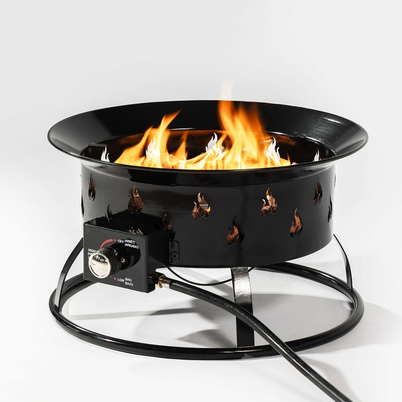 19 Propane Gas Fire Pit Table, 50000 Btu Round Steel Fire Pit For Outside Patio Deck Garden Backyard – Black