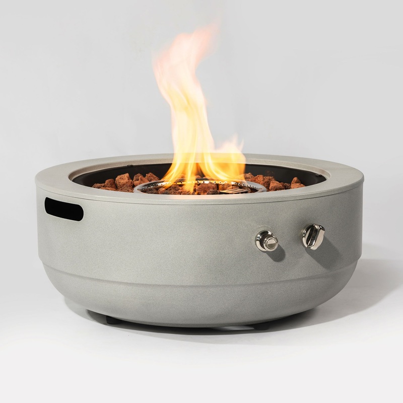 23 Propane Gas Fire Pit Bowl, 40000 Btu Round Steel Fire Pit For Outside Patio Deck Garden Backyard – Gray