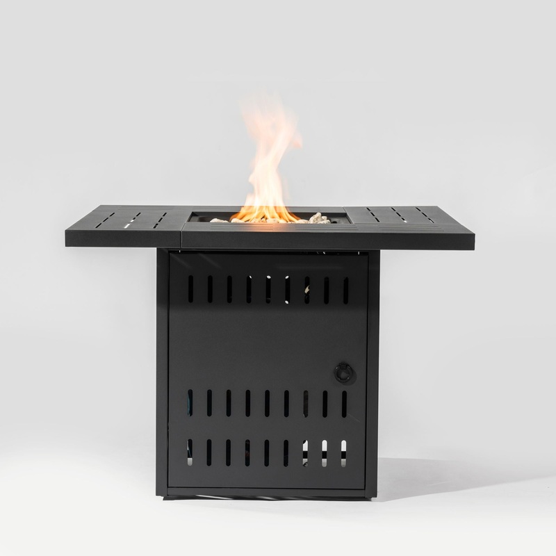34 Propane Gas Fire Pit Table, 50000 Btu Rectangular Steel Fire Pit For Outside Patio Deck Garden Courtyard – Black