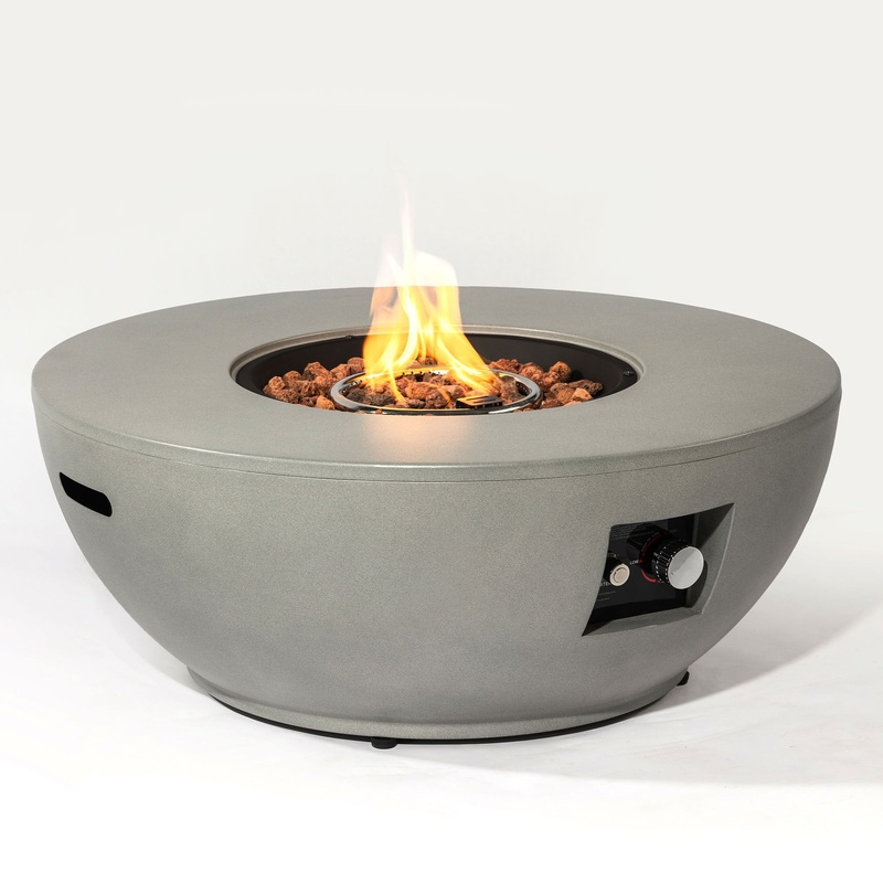 36 Propane Gas Fire Pit Table, 50000 Btu Round Steel Fire Pit With Tank Holder For Outside Patio Deck Garden Backyard – Gray