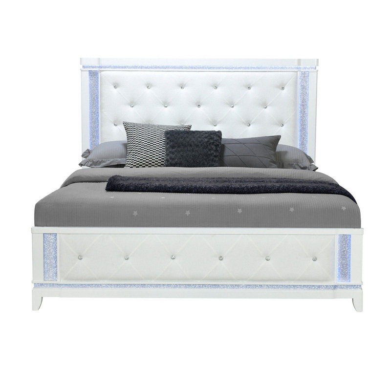 Adalid – Queen Bed With LED Lights – White