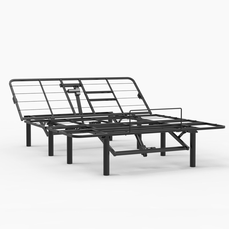 Adjustable Bed Base Frame With Head And Foot Incline, Quiet Motor, Queen Size Steel, Dual USB A, C Ports – Black