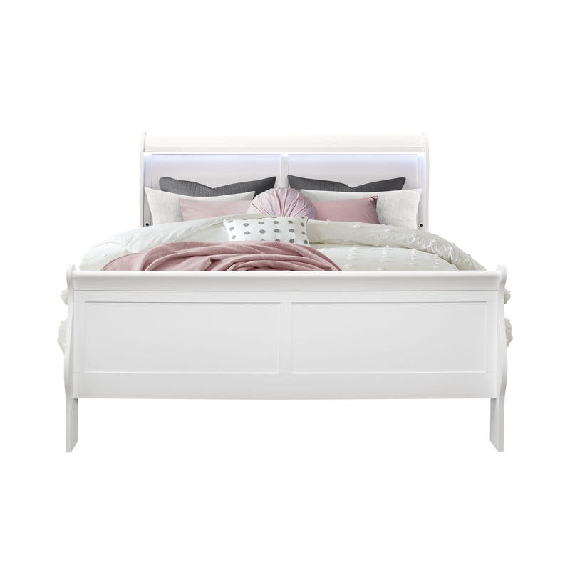 Charlston – Queen Bed With LED – White
