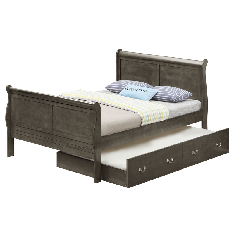 Full Elegant Trundle Bed With Timeless Charm – Gray