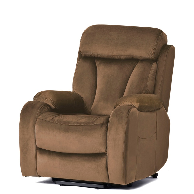 Lift Chair Recliner Power Remote Control Recliner Sofa Relax Soft Chair Anti – Skid Australia Cashmere Fabric Furniture Living Room – Brown