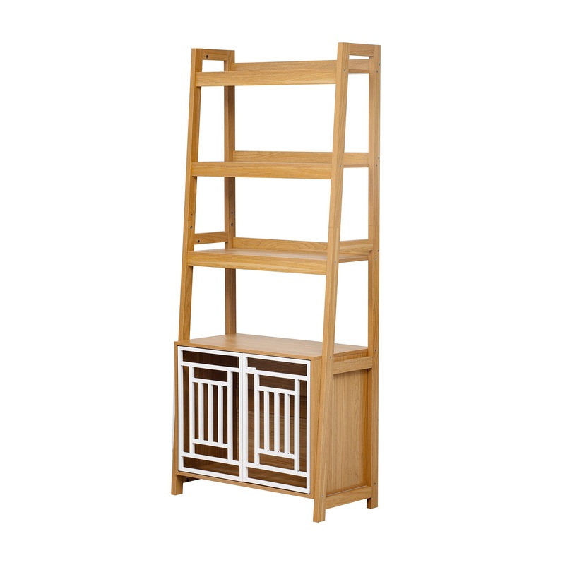 Modern Furniture Style 2 In 1 Pet Friendly Dog Crate Ladder Bookcase – Ancient Oak