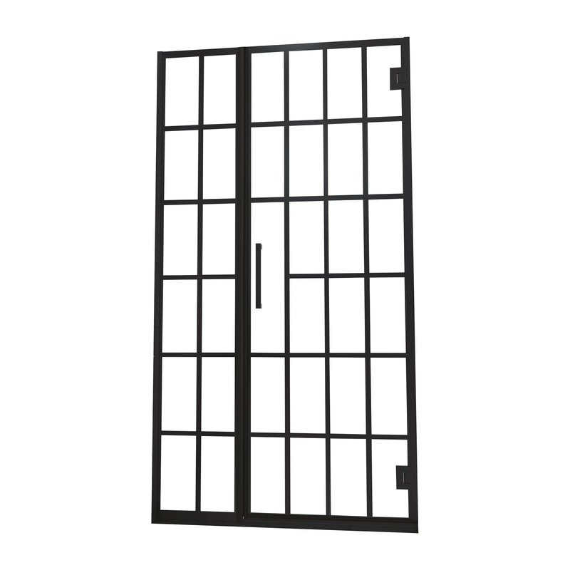 Pivot – Frameless Shower Door With Pattern Glass, Open Entry Design – Matte Black