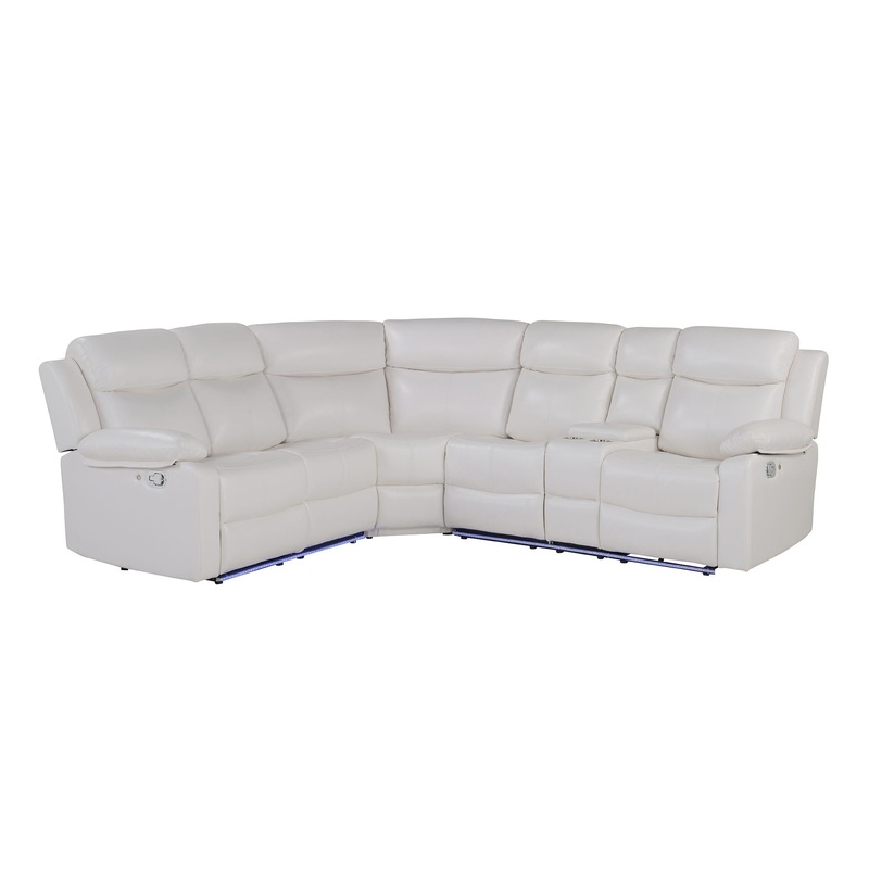 Right Arm Facing Sectional Sofa With Recline And Storage – White