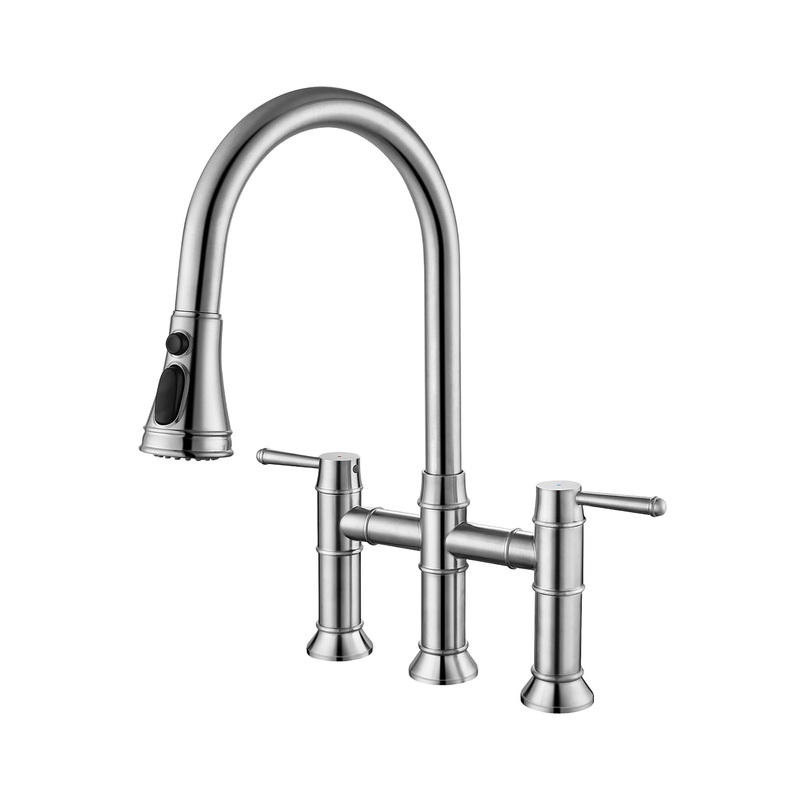Stainless Steel Kitchen Faucet With Pull Down Sprayer For Bar, Laundry, RV Utility Sink – Brushed Nickel