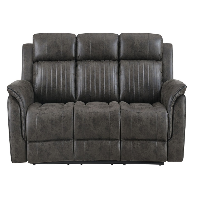 Steban – 3 Pieces Living Room Set With Sofa, Loveseat, Recliner – Gray