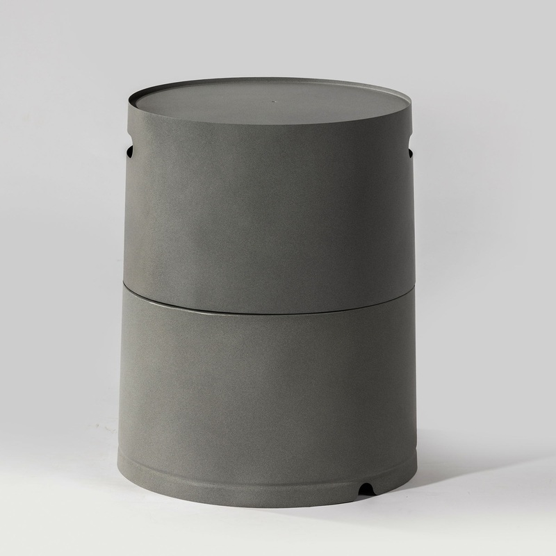 Steel Propane Tank Cover Round Tank Holder Hide Away Side Table – Gray