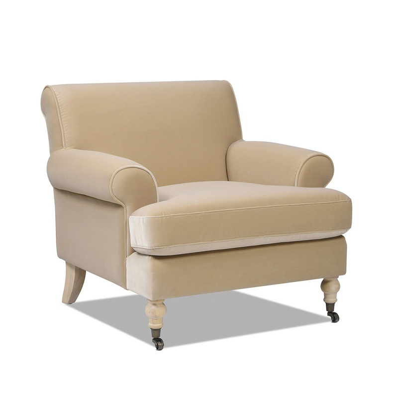 Alana Lawson – Accent Arm Chair Metal Casters – Fawn Brown