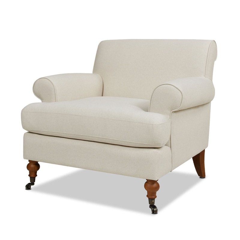 Alana Lawson – Accent Arm Chair Metal Casters – Light Beige