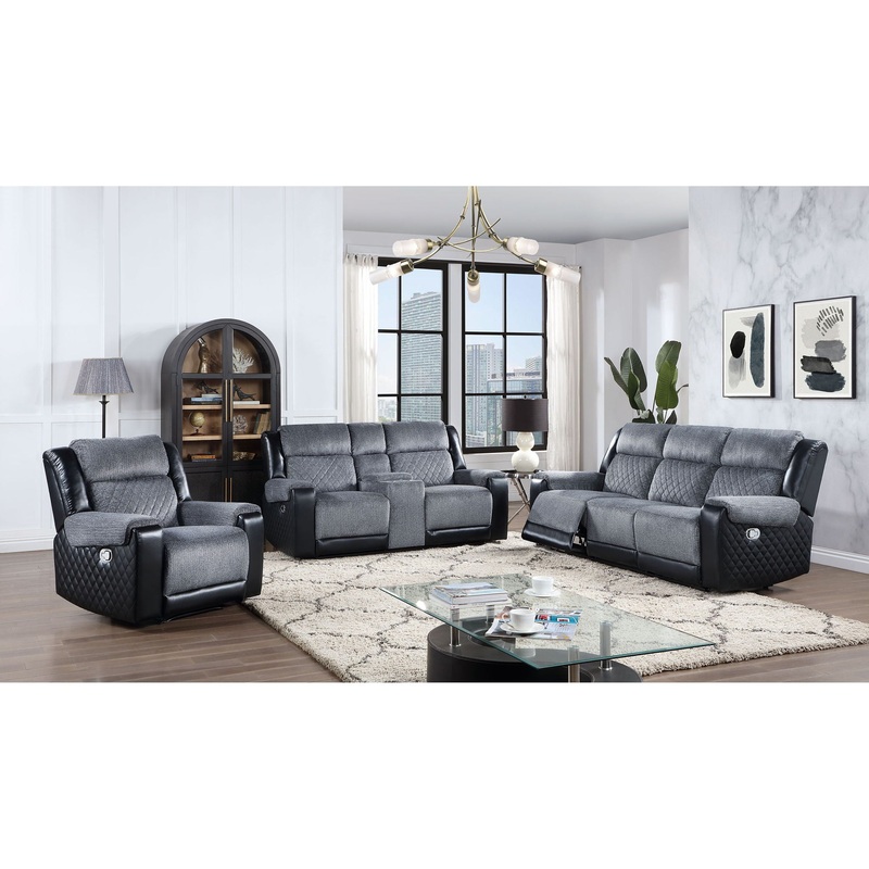 Alicia – Reclining Sofa Loveseat And Chair – Gray / Black