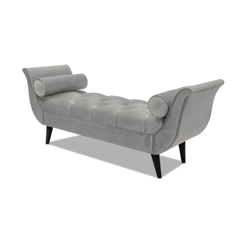 Alma – Tufted Flared Arm Entryway Bench – Opal Gray