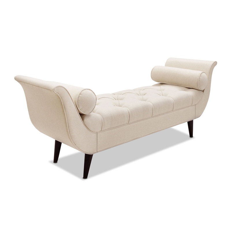 Alma – Tufted Flared Arm Entryway Bench – Sky Neutral Beige