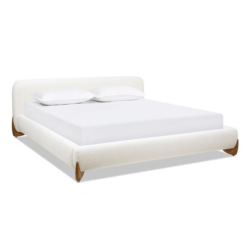 Alpine – King Puffy Modern Platform Bed – Ivory White