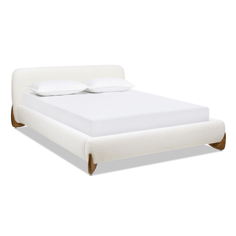 Alpine – Queen Puffy Modern Platform Bed – Ivory White