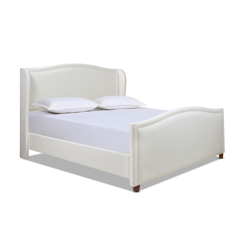 Carmen – King Upholstered Wingback Panel Bed Frame – Antique White
