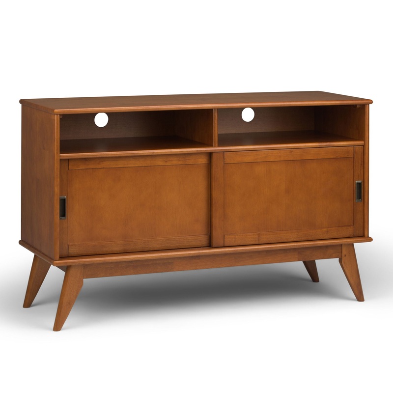 Draper – Mid Century Tall TV Media Stand – Teak Brown
