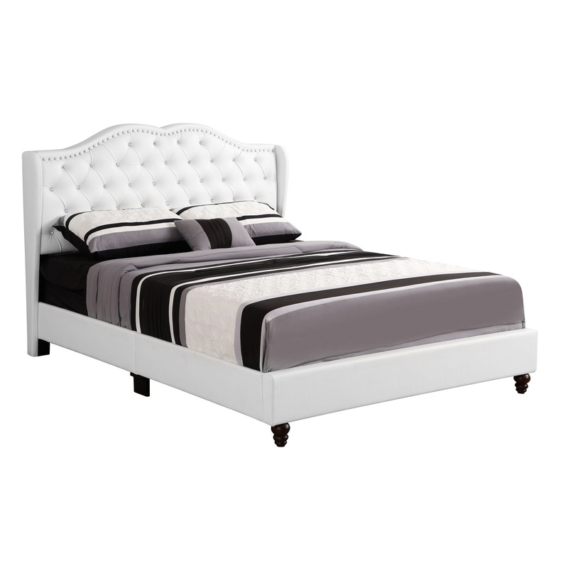 Full Transitional Upholstered Bed – White