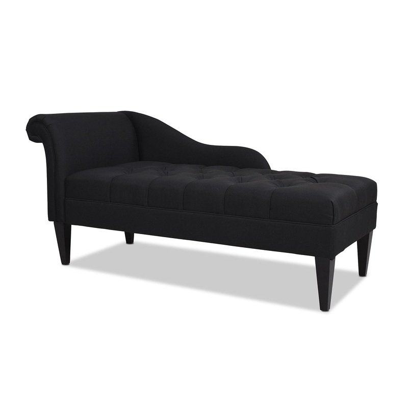 Harrison – Tufted Roll Arm Chaise Lounge – Jet Black