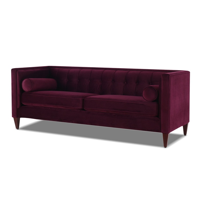 Jack – Modern Tuxedo Tufted Sofa – Burgundy
