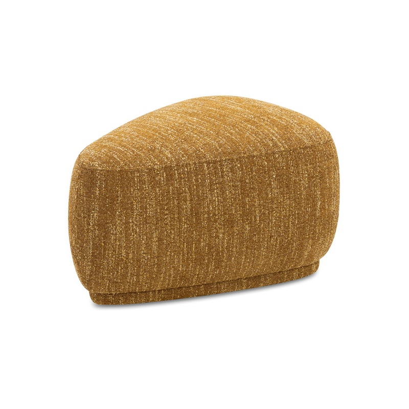 Pebble – Rounded Triangle Cocktail Ottoman – Mustard Yellow Tweed