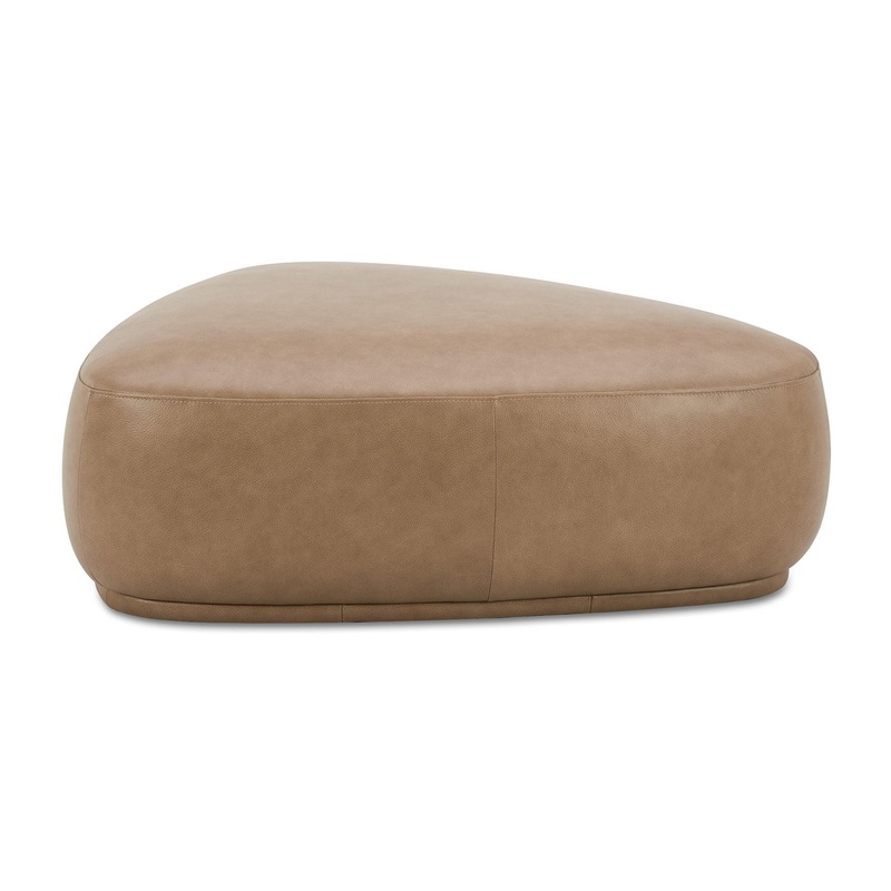 Pebble – Upholstered Rounded Triangle Cocktail Ottoman – Tuscan Tan Brown