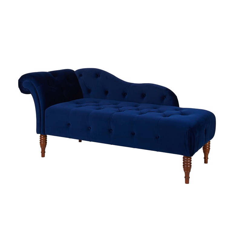 Samuel – Tufted Roll Arm Chaise Lounge – Navy Blue