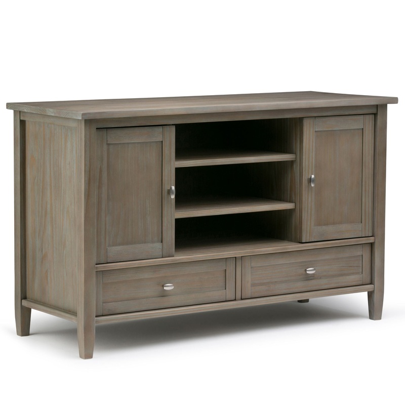 Warm Shaker – TV Media Stand Handcrafted – Distressed Gray
