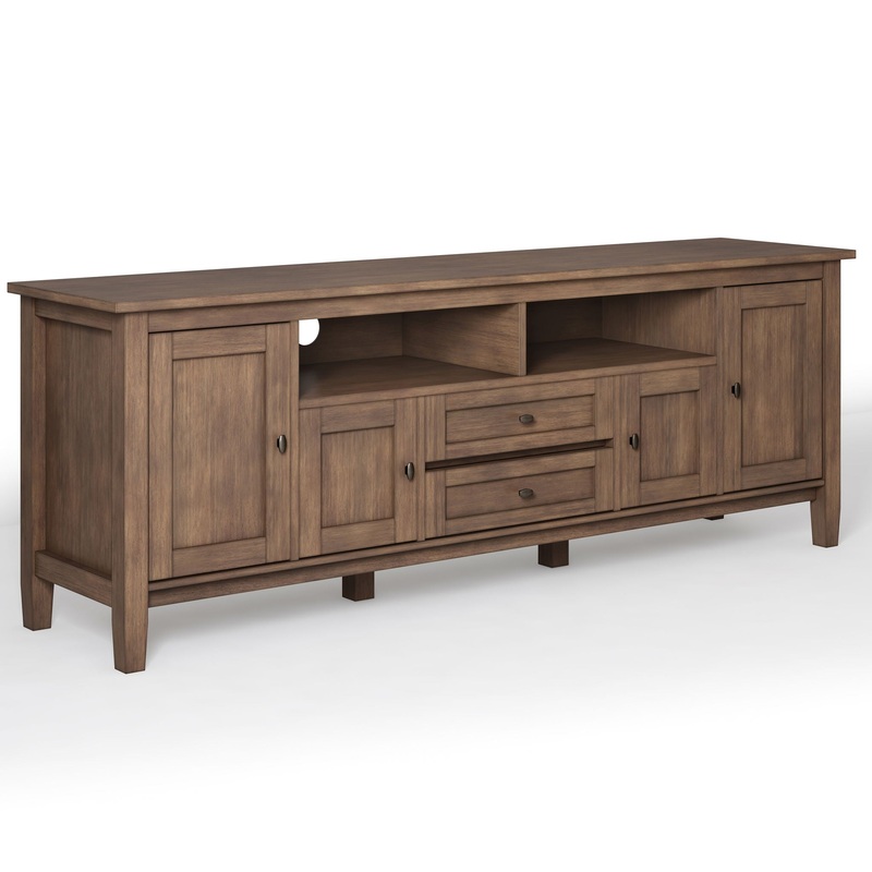 Warm Shaker – TV Media Stand – Rustic Natural Aged Brown