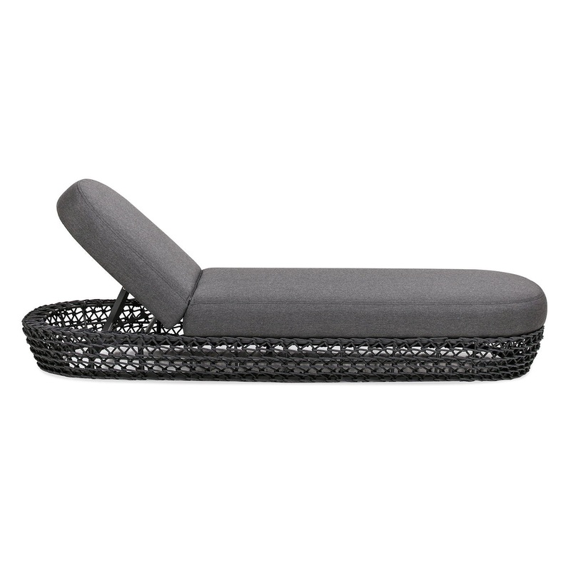 Willow – Sunbrella Upholstered Patio Lounger – Graphite Gray / Black