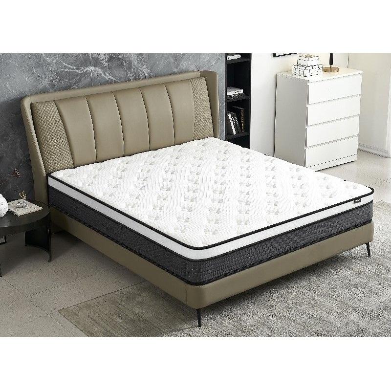 10 Queen Hybrid Mattress A Box, Pillow Top Bed Cushion With Breathable And Hypoallergenic Design, Medium Firm For Lumbar Support – White / Gray