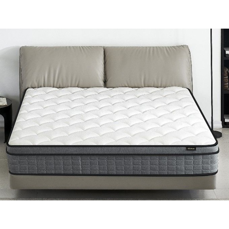 12 Full Size Hybrid Pillow Top Mattress A Box With Gel Infused Memory Foam, Breathable And Hypoallergenic, Medium Firm For Lumbar Support – White / Gray