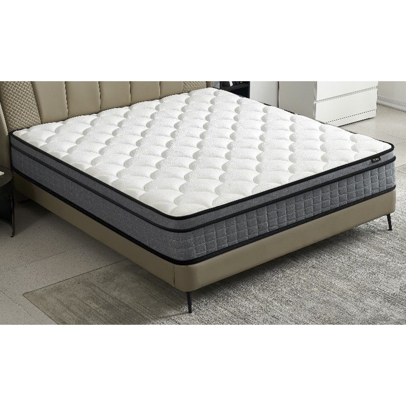 12 King Hybrid Mattress A Box, Pillow Top Bed Cushion With Gel Infused Memory Foam, Breathable And Hypoallergenic, Medium Firm For Lumbar Support – White / Gray