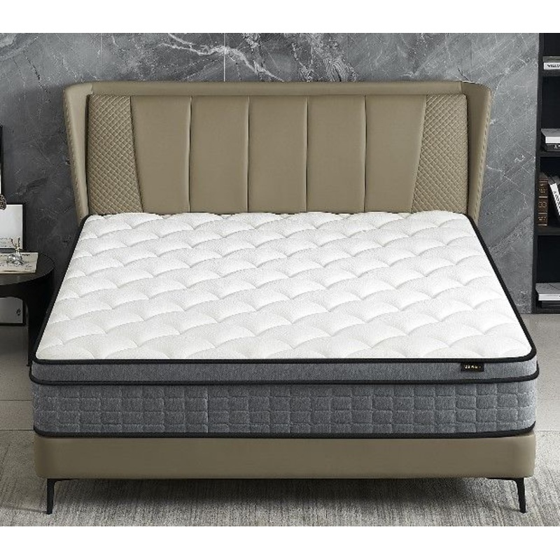 12 Queen Hybrid Mattress A Box, Pillow Top Bed Cushion With Gel Infused Memory Foam, Breathable And Hypoallergenic, Medium Firm For Lumbar Support – White / Gray