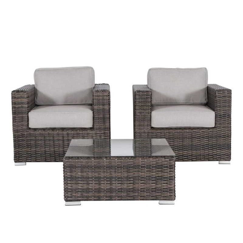 3 Piece Patio Sofa Set, Resort Grade Outdoor Seating With Cushioned Comfort – Brown