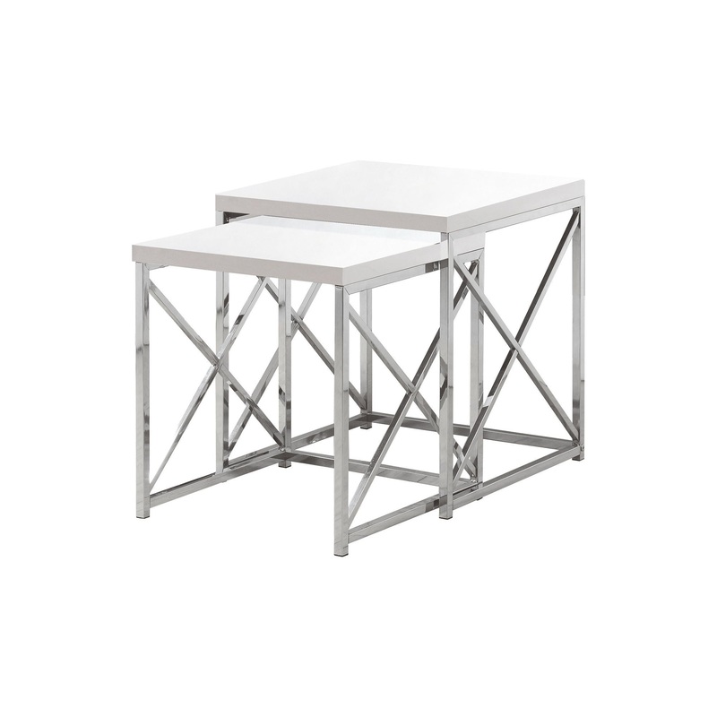 Accent Nesting Table For Living Room (Set of 2) – White